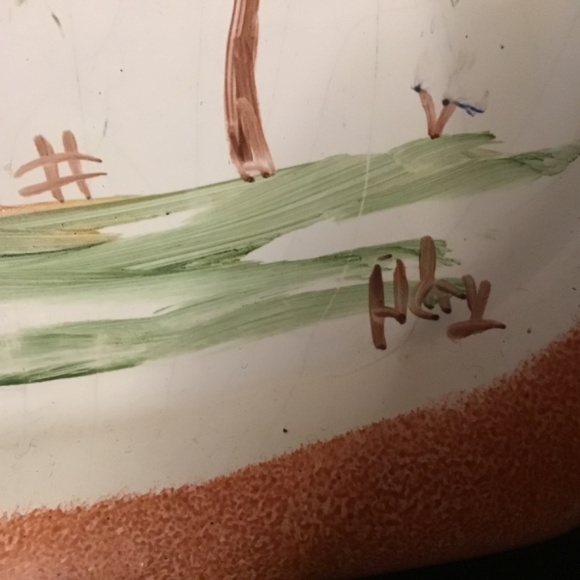 Rare Find- Butter Cheese Lidded Dish Pottery Hand Painted Cottagecore House. - Picture 7 of 11